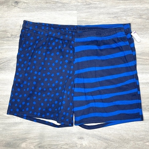 Nordstrom by Christina Martinez Fleece Shorts Navy Dot Paint Stripe 2XL - Picture 2 of 6